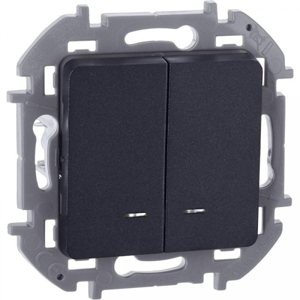 Выключатель 2-кл. Inspiria 10А IP20 250В 10AX с подсветкой/индикацией механизм антрацит IEK 673633 ТехноИмпульс