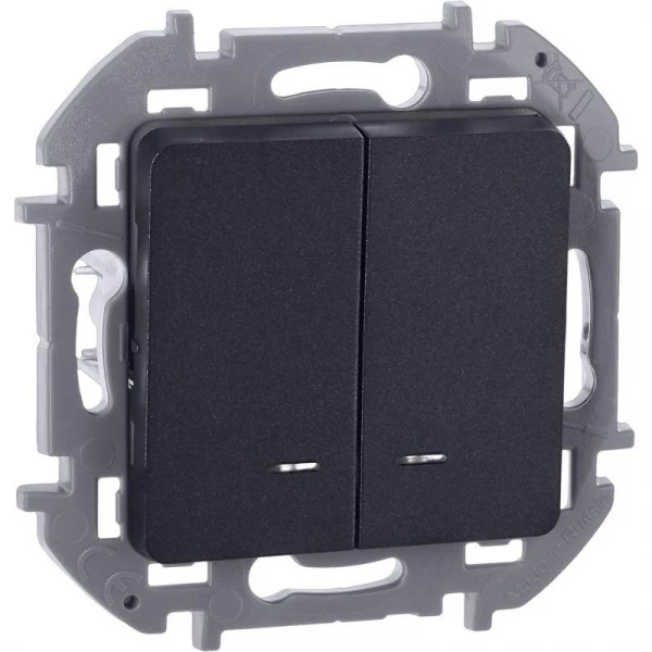 Выключатель 2-кл. Inspiria 10А IP20 250В 10AX с подсветкой/индикацией механизм антрацит IEK 673633 ТехноИмпульс