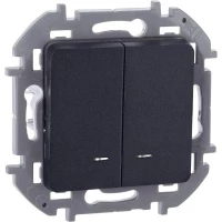 Выключатель 2-кл. Inspiria 10А IP20 250В 10AX с подсветкой/индикацией механизм антрацит IEK 673633 ТехноИмпульс