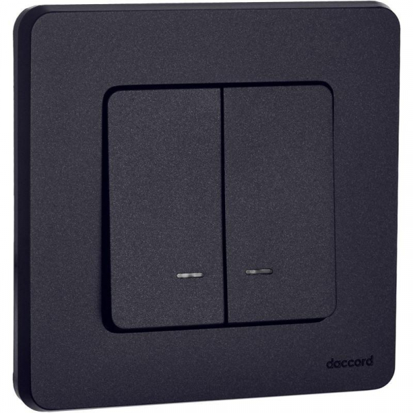 Выключатель 2-кл. Inspiria 10А IP20 250В 10AX с подсветкой/индикацией механизм антрацит IEK 673633 ТехноИмпульс