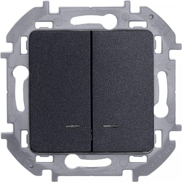 Выключатель 2-кл. Inspiria 10А IP20 250В 10AX с подсветкой/индикацией механизм антрацит IEK 673633 ТехноИмпульс