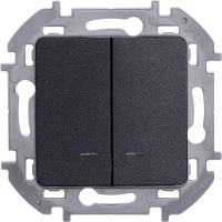 Выключатель 2-кл. Inspiria 10А IP20 250В 10AX с подсветкой/индикацией механизм антрацит IEK 673633 ТехноИмпульс