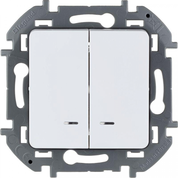 Выключатель 2-кл. Inspiria 10А IP20 250В 10AX с подсветкой/индикацией механизм бел. Leg 673630 ТехноИмпульс