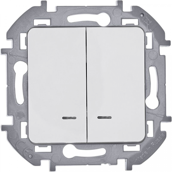 Выключатель 2-кл. Inspiria 10А IP20 250В 10AX с подсветкой/индикацией механизм бел. IEK 673630 ТехноИмпульс