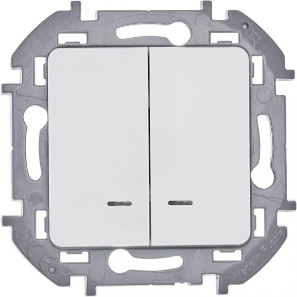 Выключатель 2-кл. Inspiria 10А IP20 250В 10AX с подсветкой/индикацией механизм бел. IEK 673630 ТехноИмпульс
