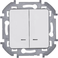 Выключатель 2-кл. Inspiria 10А IP20 250В 10AX с подсветкой/индикацией механизм бел. IEK 673630 ТехноИмпульс