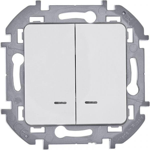 Выключатель 2-кл. Inspiria 10А IP20 250В 10AX с подсветкой/индикацией механизм бел. IEK 673630 ТехноИмпульс