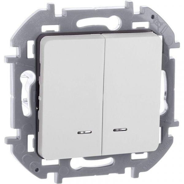 Выключатель 2-кл. Inspiria 10А IP20 250В 10AX с подсветкой/индикацией механизм бел. IEK 673630 ТехноИмпульс