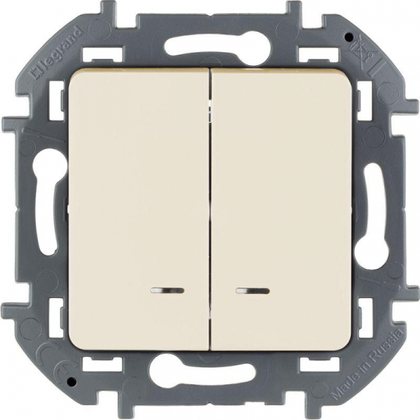 Выключатель 2-кл. Inspiria 10А IP20 250В 10AX с подсветкой/индикацией механизм сл. кость Leg 673631 ТехноИмпульс