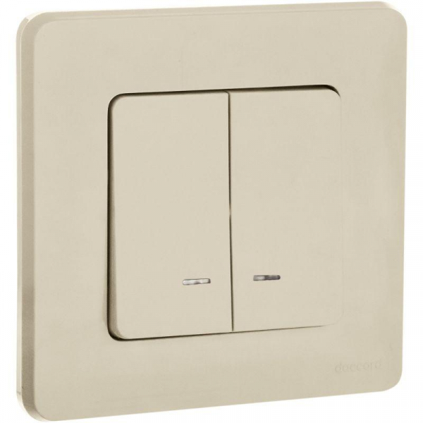 Выключатель 2-кл. Inspiria 10А IP20 250В 10AX с подсветкой/индикацией механизм сл. кость IEK 673631 ТехноИмпульс