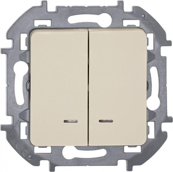 Выключатель 2-кл. Inspiria 10А IP20 250В 10AX с подсветкой/индикацией механизм сл. кость IEK 673631 ТехноИмпульс