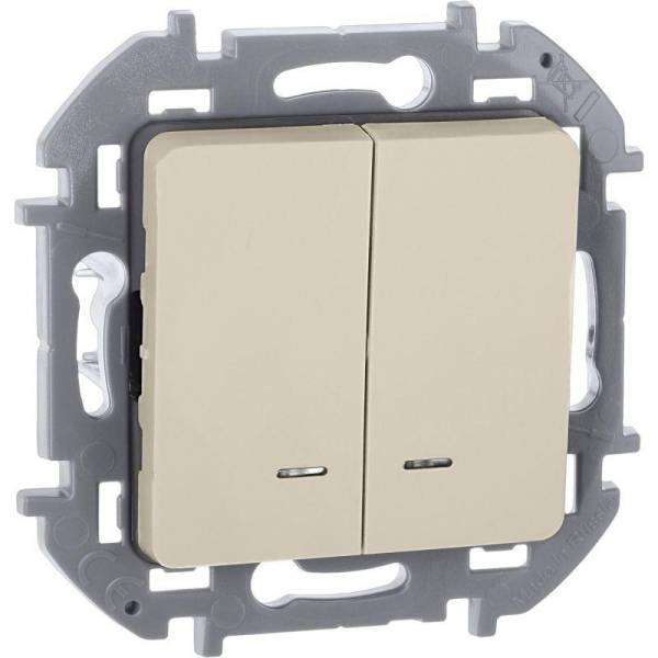 Выключатель 2-кл. Inspiria 10А IP20 250В 10AX с подсветкой/индикацией механизм сл. кость IEK 673631 ТехноИмпульс