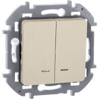 Выключатель 2-кл. Inspiria 10А IP20 250В 10AX с подсветкой/индикацией механизм сл. кость IEK 673631 ТехноИмпульс