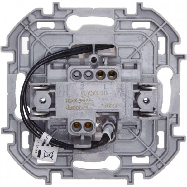 Выключатель 1-кл. Inspiria 10А IP20 250В 10AX с подсветкой/индикацией механизм бел. IEK 673610 ТехноИмпульс