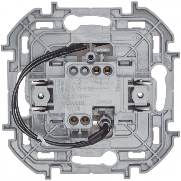 Выключатель 1-кл. Inspiria 10А IP20 250В 10AX с подсветкой/индикацией механизм сл. кость IEK 673611 ТехноИмпульс