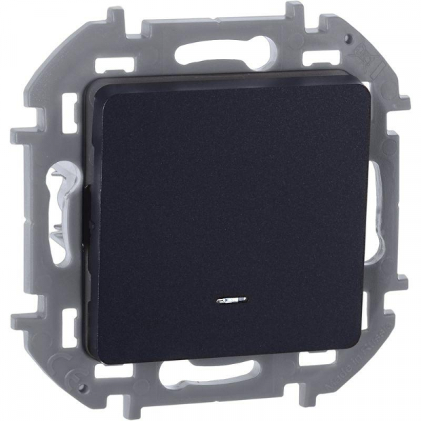 Переключатель 1-кл. Inspiria 10А IP20 250В 10AX с подсветкой/индикацией механизм антрацит IEK 673663 ТехноИмпульс