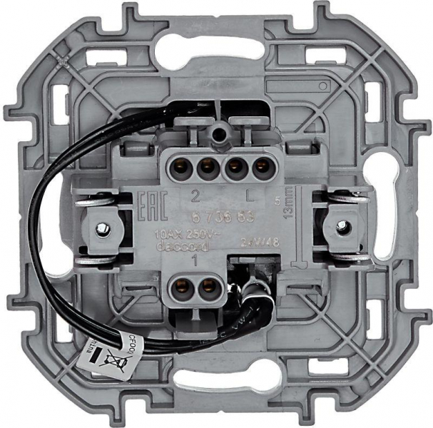 Переключатель 1-кл. Inspiria 10А IP20 250В 10AX с подсветкой/индикацией механизм антрацит IEK 673663 ТехноИмпульс