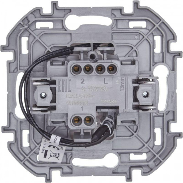 Переключатель 1-кл. Inspiria 10А IP20 250В 10AX с подсветкой/индикацией механизм бел. IEK 673660 ТехноИмпульс