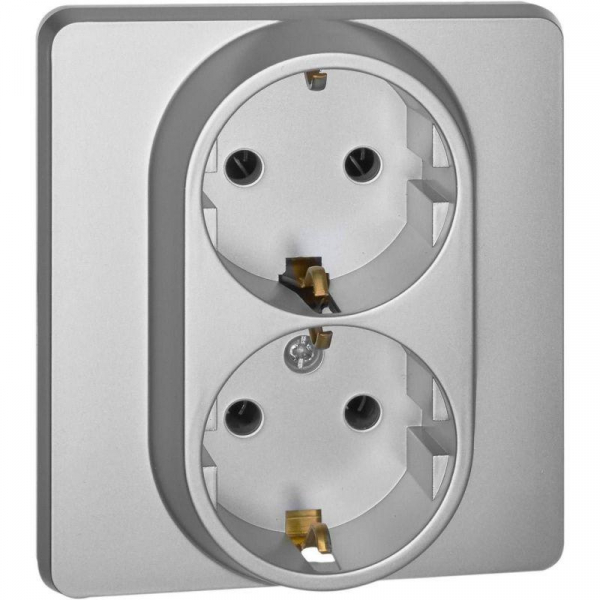 Розетка Inspiria 16А 250В 2х2P+E немецк. стандарт алюм. IEK 673752 ТехноИмпульс