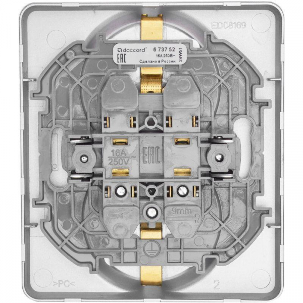 Розетка Inspiria 16А 250В 2х2P+E немецк. стандарт алюм. IEK 673752 ТехноИмпульс