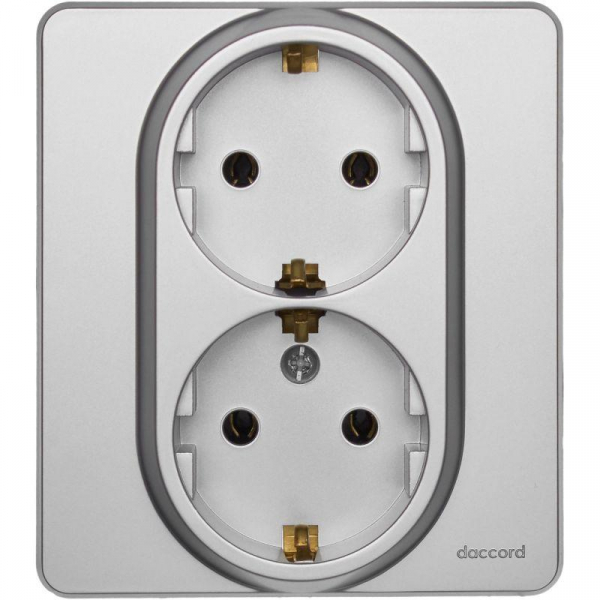 Розетка Inspiria 16А 250В 2х2P+E немецк. стандарт алюм. IEK 673752 ТехноИмпульс