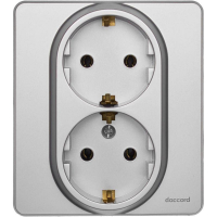 Розетка Inspiria 16А 250В 2х2P+E немецк. стандарт алюм. IEK 673752 ТехноИмпульс