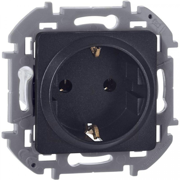 Розетка 1-м СП Inspiria 16А IP20 250В 2P+E немецк. стандарт механизм антрацит IEK 673723 ТехноИмпульс