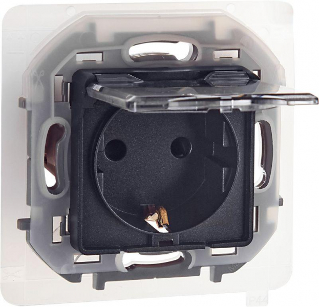 Розетка 1-м СП Inspiria 16А IP44 250В 2P+E защ. шторки с крышкой немецк. стандарт механизм антрацит IEK 673743 ТехноИмпульс