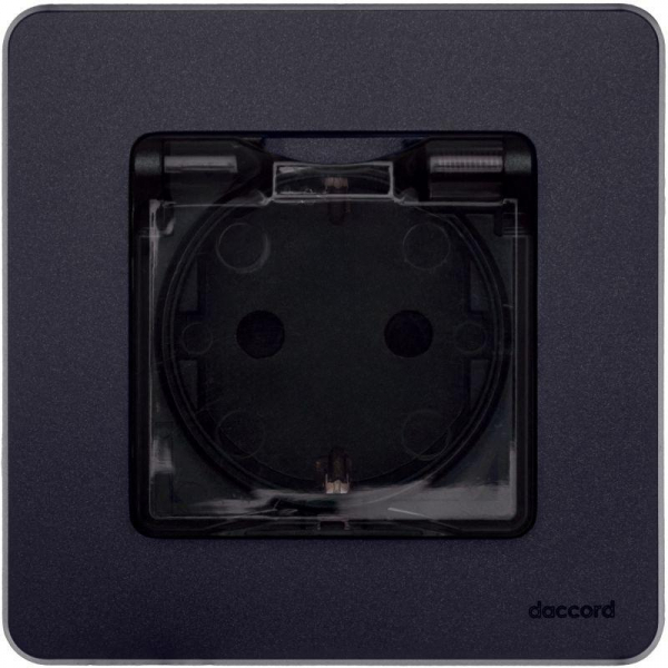 Розетка 1-м СП Inspiria 16А IP44 250В 2P+E защ. шторки с крышкой немецк. стандарт механизм антрацит IEK 673743 ТехноИмпульс