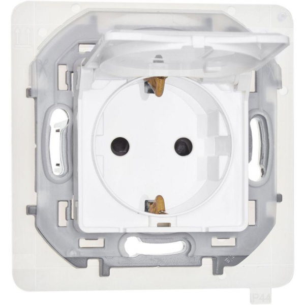 Розетка 1-м СП Inspiria 16А IP44 250В 2P+E защ. шторки с крышкой немецк. стандарт механизм бел. IEK 673740 ТехноИмпульс