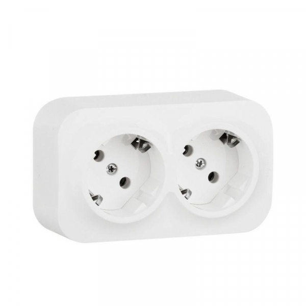 Розетка 2-м ОП Quteo 16А IP20 250В 2х2P+E с заземл. без защ. шторок бел. IEK 782233 ТехноИмпульс