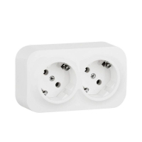Розетка 2-м ОП Quteo 16А IP20 250В 2х2P+E с заземл. без защ. шторок бел. IEK 782233 ТехноИмпульс