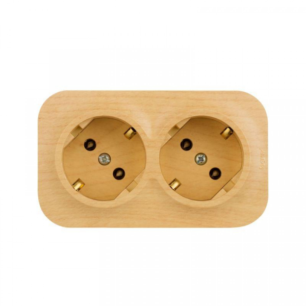 Розетка 2-м ОП Quteo 16А IP20 250В 2х2P+E с заземл. без защ. шторок дерево IEK 782293 ТехноИмпульс