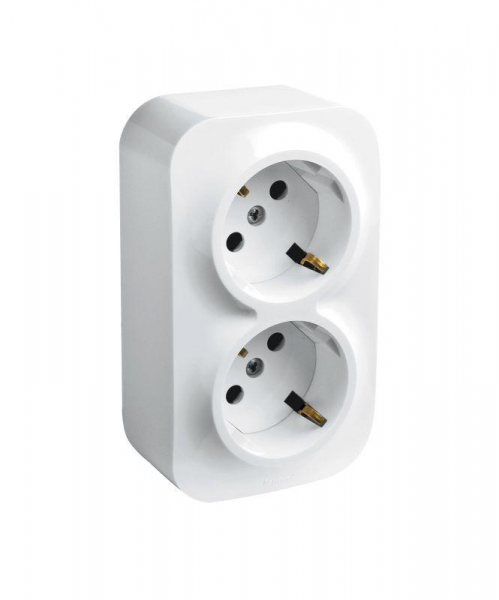Розетка 2-м ОП Quteo 16А IP20 250В 2х2P+E с заземл. защ. шторки бел. IEK 782237 ТехноИмпульс