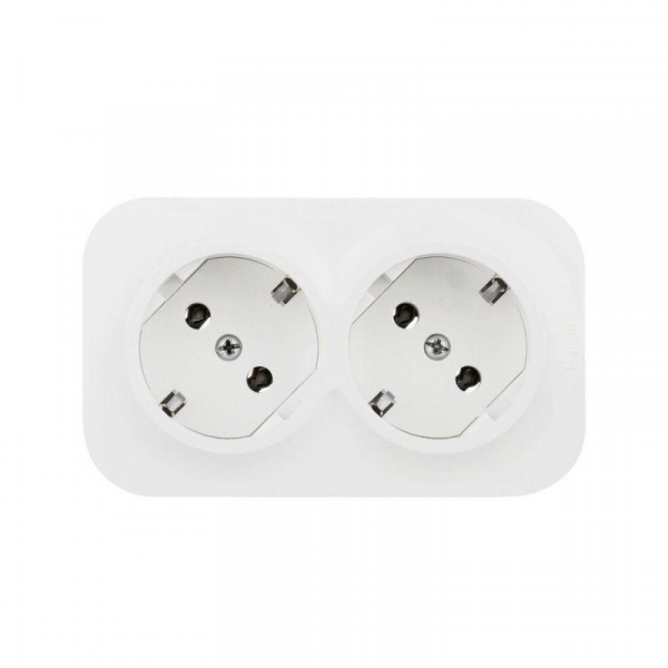 Розетка 2-м ОП Quteo 16А IP20 250В 2х2P+E с заземл. защ. шторки бел. IEK 782237 ТехноИмпульс