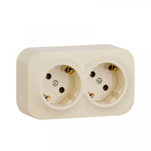 Розетка 2-м ОП Quteo 16А IP20 250В 2х2P+E с заземл. защ. шторки сл. кость IEK 782267 ТехноИмпульс