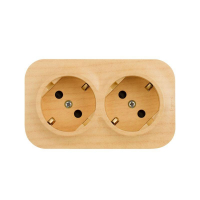 Розетка 2-м ОП Quteo 16А IP20 250В 2х2P+E с заземл. защ. шторки дерево IEK 782287 ТехноИмпульс