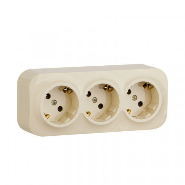 Розетка 3-м ОП Quteo 16А IP20 250В 3х2P+E с заземл. защ. шторки сл. кость IEK 782268 ТехноИмпульс