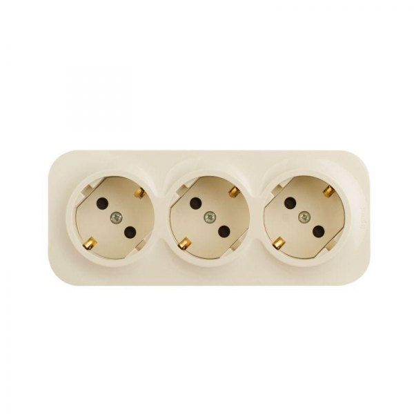 Розетка 3-м ОП Quteo 16А IP20 250В 3х2P+E с заземл. защ. шторки сл. кость IEK 782268 ТехноИмпульс