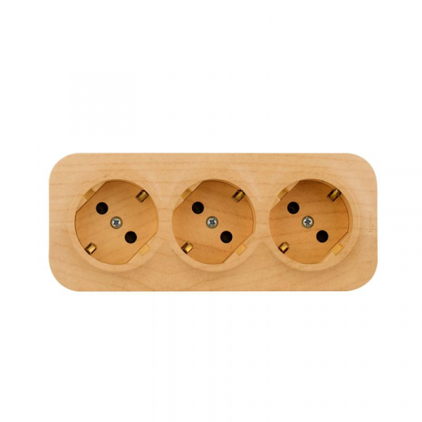 Розетка 3-м ОП Quteo 16А IP20 250В 3х2P+E с заземл. защ. шторки дерево IEK 782288 ТехноИмпульс