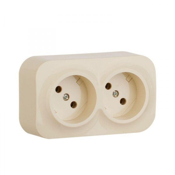 Розетка 2-м ОП Quteo 16А IP20 250В 2х2P без заземл. без защ. шторок сл. кость IEK 782261 ТехноИмпульс