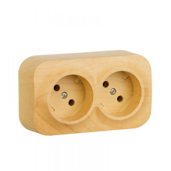 Розетка 2-м ОП Quteo 16А IP20 250В 2х2P без заземл. без защ. шторок дерево IEK 782281 ТехноИмпульс