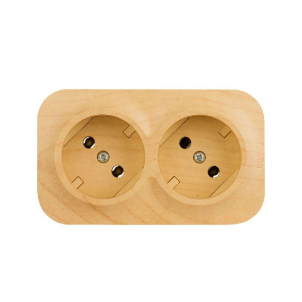 Розетка 2-м ОП Quteo 16А IP20 250В 2х2P без заземл. без защ. шторок дерево IEK 782281 ТехноИмпульс