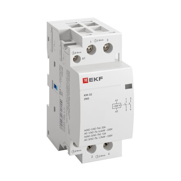 Контактор модульный КМ 32А 2NО (2 мод.) EKF km-2-32-20 ТехноИмпульс