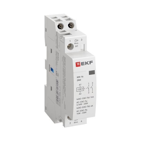 Контактор модульный КМ 16А 2NО (1 мод.) EKF km-1-16-20 ТехноИмпульс