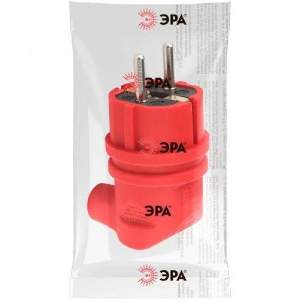 Вилка 90град. V9-RED-IP44 16А IP44 с заземл. каучук красн. Эра Б0044549 ТехноИмпульс