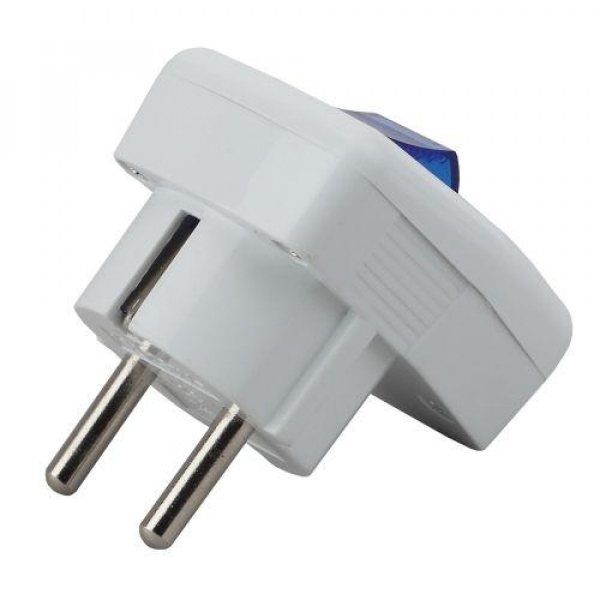 Вилка с заземл. с выкл. 16А бел. Vx5-W ЭРА Б0039675 ТехноИмпульс