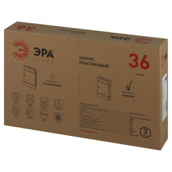 Щит распределительный навесной ЩРН-П-36 Trend BOXS-36-p-s-t IP41 ЭРА Б0052642 ТехноИмпульс