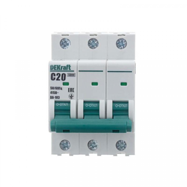 Выключатель автоматический модульный 3п C 20А 6кА ВА-103 DEKraft 12306DEK ТехноИмпульс