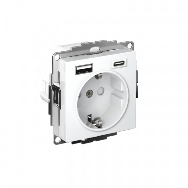 Розетка AtlasDesign 16А с 2-мя заряд. устройствами USB тип A+C 5В/2.4А 2х5В/1.2А механизм бел. SE ATN000132 ТехноИмпульс